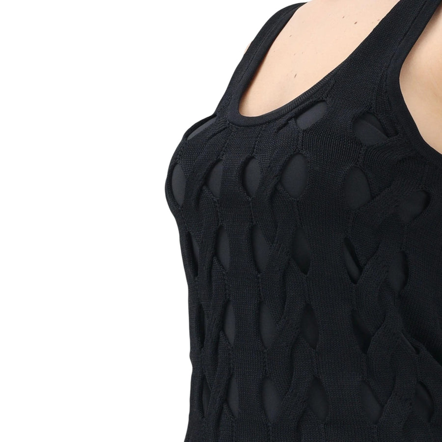 Top canottiera donna maglia traforata