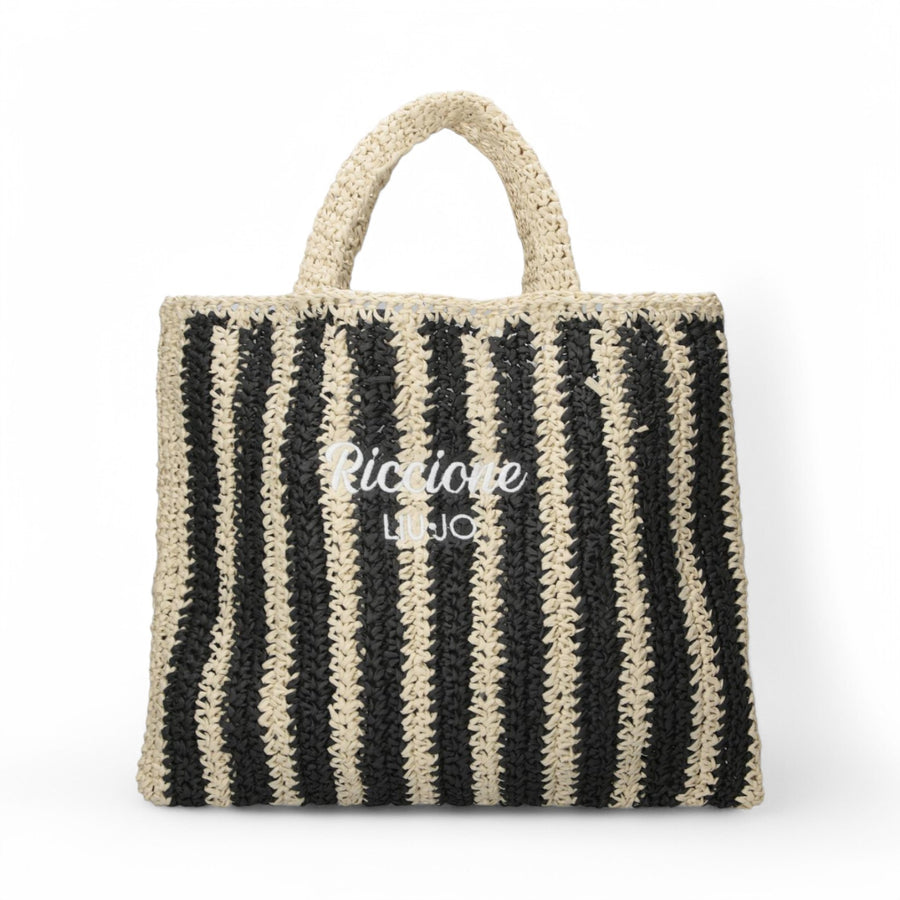 Shopping donna bag in rafia a righe