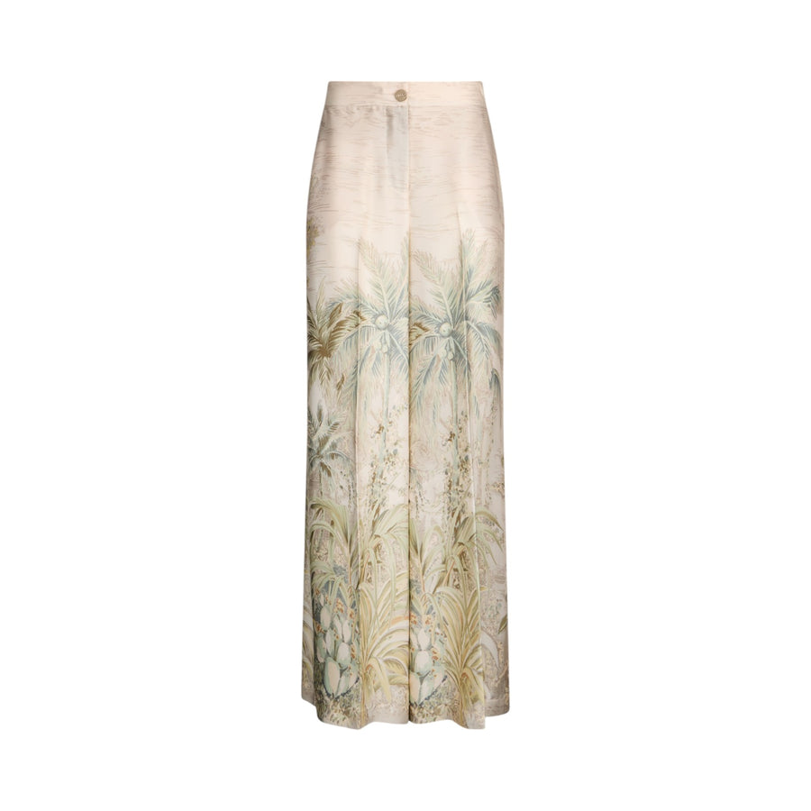 Pantaloni donna a palazzo in twill stampato