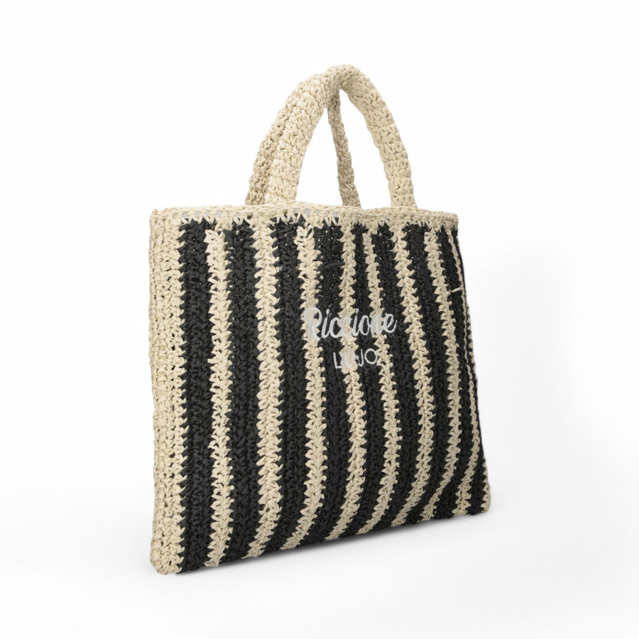 Shopping donna bag in rafia a righe