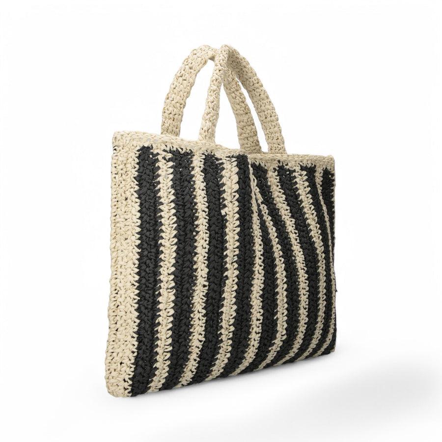 Shopping donna bag in rafia a righe