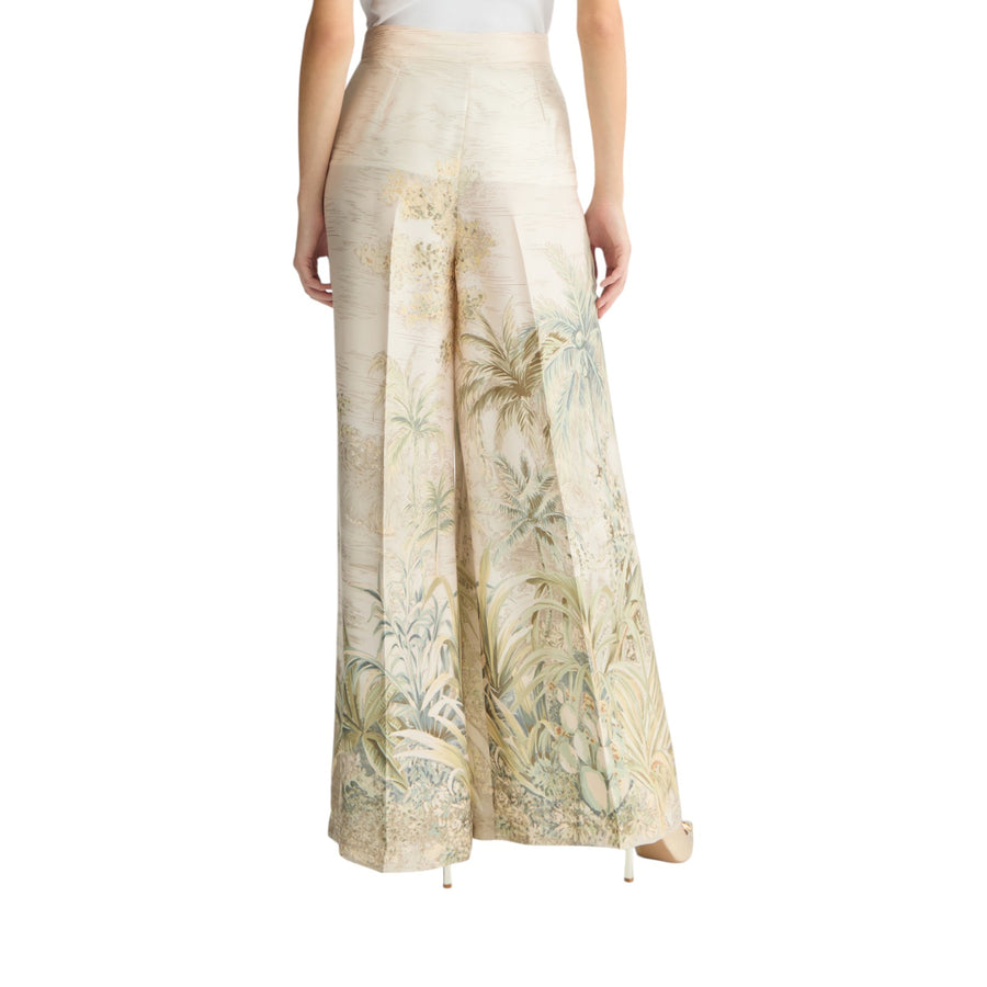 Pantaloni donna a palazzo in twill stampato
