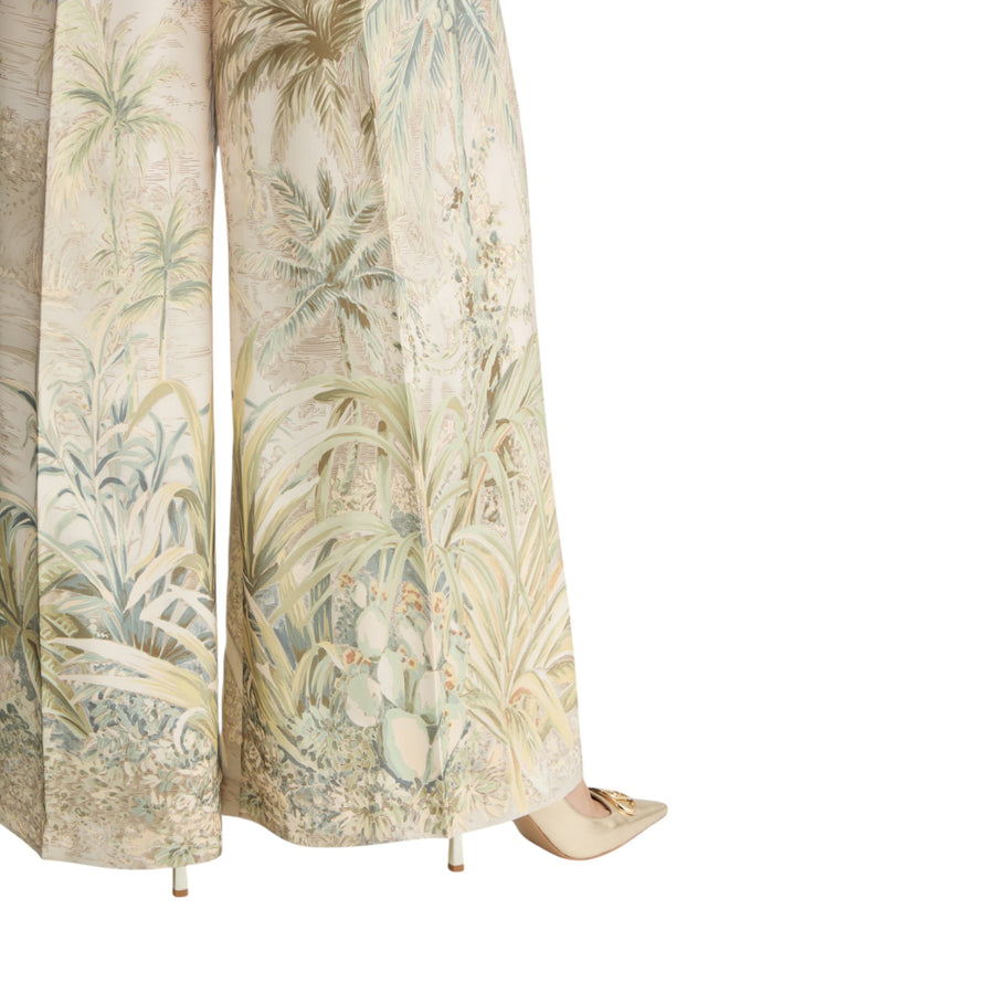 Pantaloni donna a palazzo in twill stampato