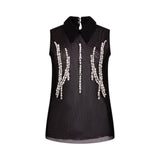 Top donna in tulle con strass