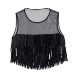 Top donna in tulle con frange