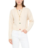 Cardigan donna in lana con bottoni gioiello