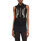 Top donna in tulle con strass