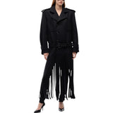 Cappotto Donna in panno di misto lana con frange
