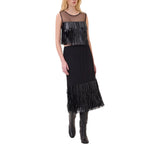 Top donna in tulle con frange
