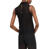 Top donna in tulle con strass