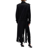 Cappotto Donna in panno di misto lana con frange