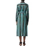 Abito donna chemisier midi in cotone con righe effetto pennellato