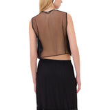 Top donna in tulle con frange