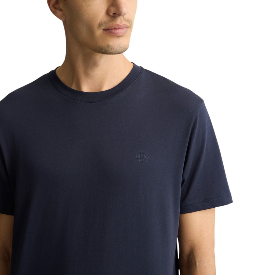 T-shirt blu con logo