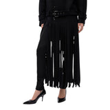 Cappotto Donna in panno di misto lana con frange