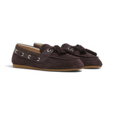 Mocassini donna in suede con nappine