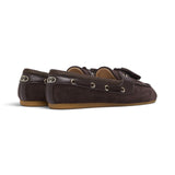 Mocassini donna in suede con nappine