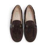 Mocassini donna in suede con nappine