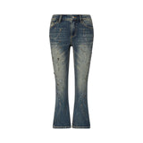 Jeans donna bootcut con ricami gioiello