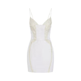 Mini abito donna in gabardina e tulle con ricami