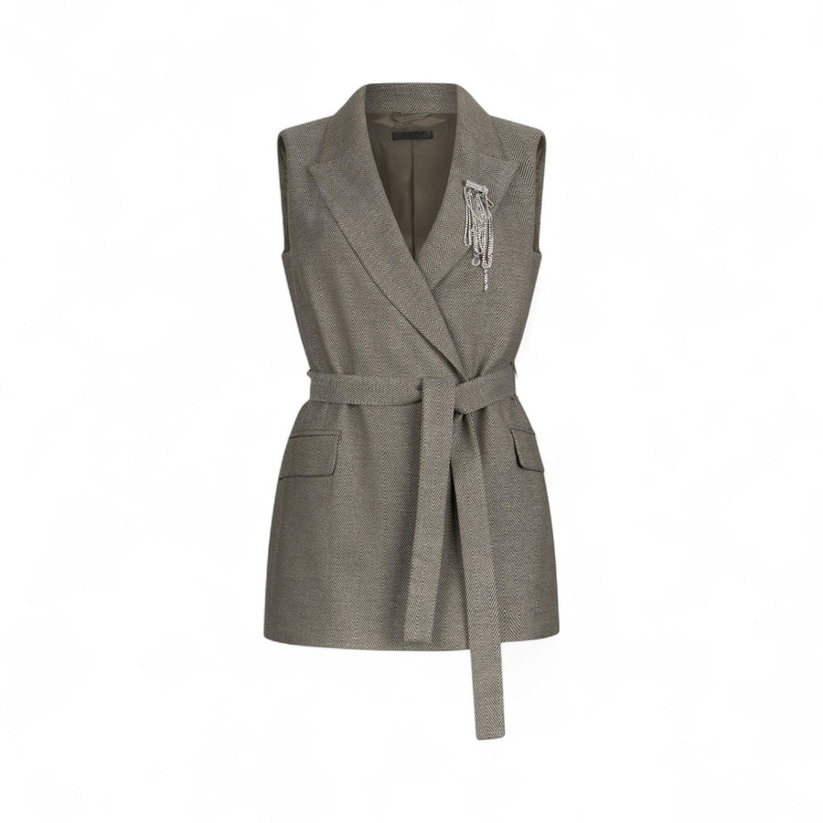 Gilet donna chevron con cintura
