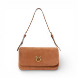 Borsa a tracolla media Love Bag Click Soft Horizontal Handle in suede