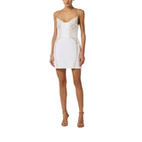 Mini abito donna in gabardina e tulle con ricami
