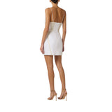 Mini abito donna in gabardina e tulle con ricami