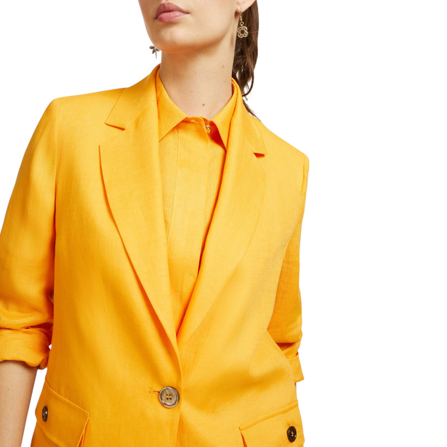 Blazer donna in lino con tasche
