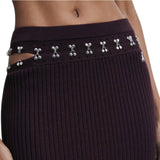 Gonna donna midi glam rock in maglia