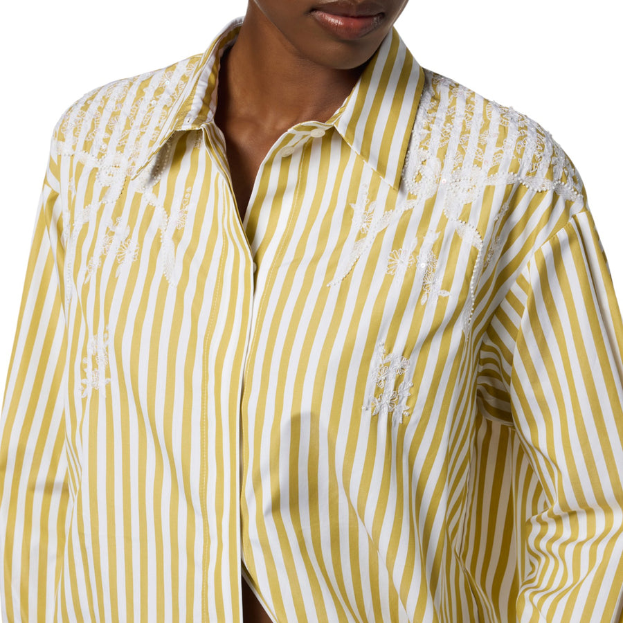 Camicia donna in popeline di cotone con ricami