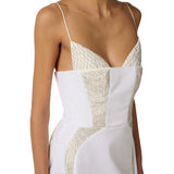 Mini abito donna in gabardina e tulle con ricami
