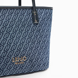 Tote bag donna in denim jacquard