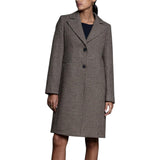 Cappotto donna monopetto misto lana fantasia pied de poule