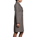 Cappotto donna monopetto misto lana fantasia pied de poule