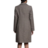 Cappotto donna monopetto misto lana fantasia pied de poule