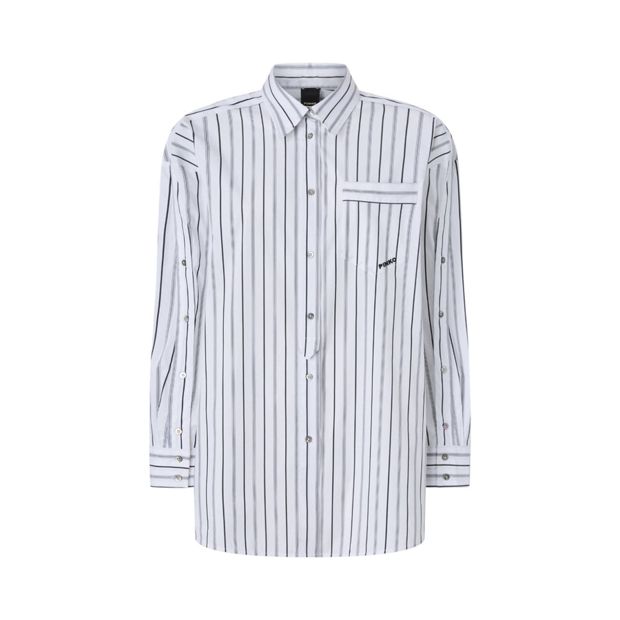 Camicia donna a righe con taschino a contrasto