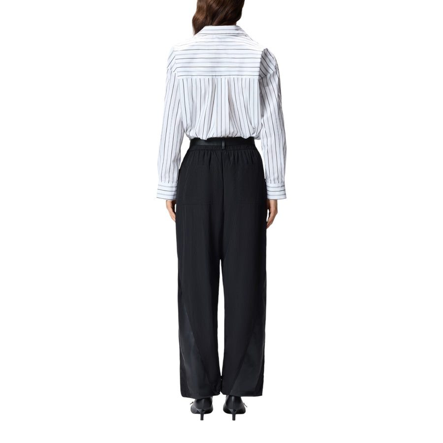 Camicia donna a righe con taschino a contrasto