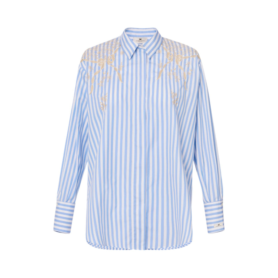 Camicia donna in popeline di cotone con ricami