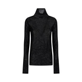 Maglia donna aderente a collo alto con micro paillettes