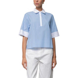 Blusa donna bastonetto a maniche corte con ricamo