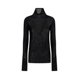 Maglia donna aderente a collo alto con micro paillettes