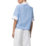 Blusa donna bastonetto a maniche corte con ricamo
