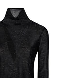 Maglia donna aderente a collo alto con micro paillettes