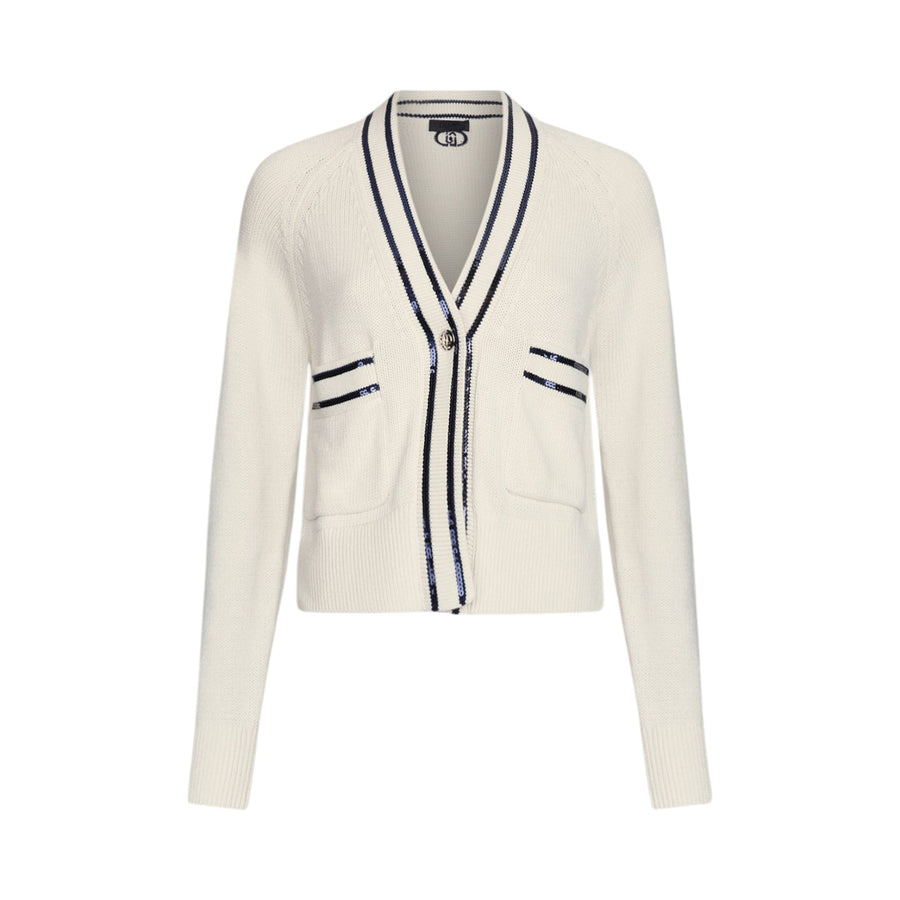 Cardigan donna bianco con paillettes