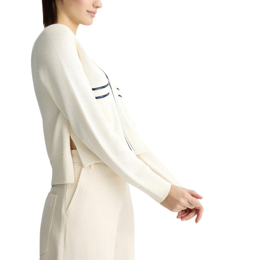Cardigan donna bianco con paillettes