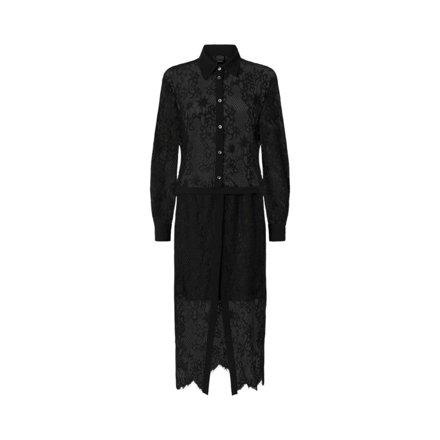 Abito donna midi in pizzo rebrodé con maniche lunghe