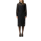 Abito donna midi in pizzo rebrodé con maniche lunghe