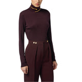 Maglia donna in lana con micro-logo jacquard