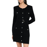 Abito donna in maglia con spalline imbottite